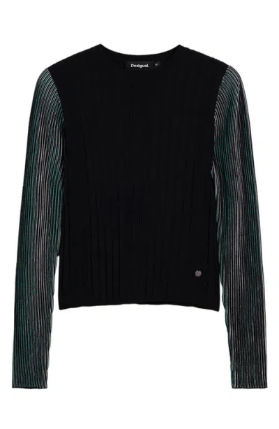 Desigual Stripe Sleeve Sweater In Multi