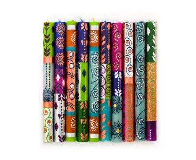 Thumbprint Artifacts Sari Painted Candle In Multi