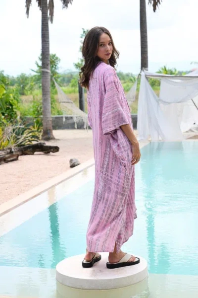 Pink Haley Sara Hand Dyed Robe In Multi