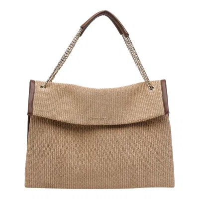 Orciani Large Venus Soft Leather-trim Shoulder Bag In Neutral