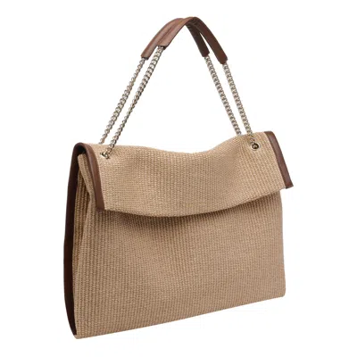 Orciani Large Venus Soft Leather-trim Shoulder Bag In Neutral