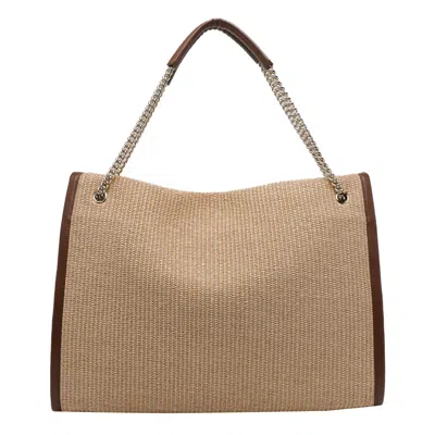 Orciani Large Venus Soft Leather-trim Shoulder Bag In Neutral