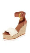 See By Chloé Canvas And Leather Espadrille Wedge Sandals In Canvas