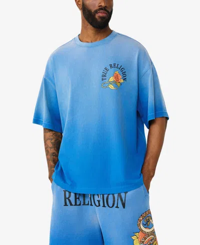 True Religion Floral Snake Oversized Tee In Lapis Blue