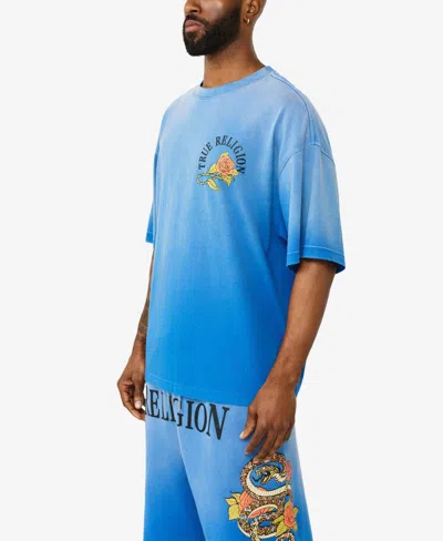 True Religion Floral Snake Oversized Tee In Lapis Blue
