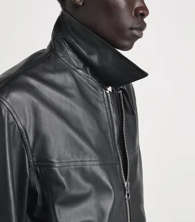 Lemaire Leather Blouson Biker Jacket In Black