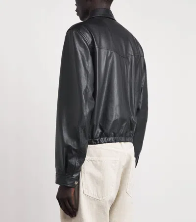 Lemaire Leather Blouson Biker Jacket In Black