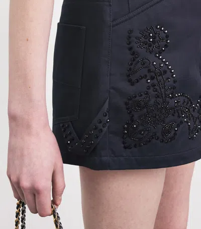 Sandro Paris Cotton Embroidered Shorts In Black