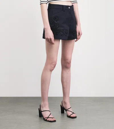 Sandro Paris Cotton Embroidered Shorts In Black