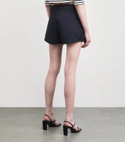 Sandro Paris Cotton Embroidered Shorts In Black