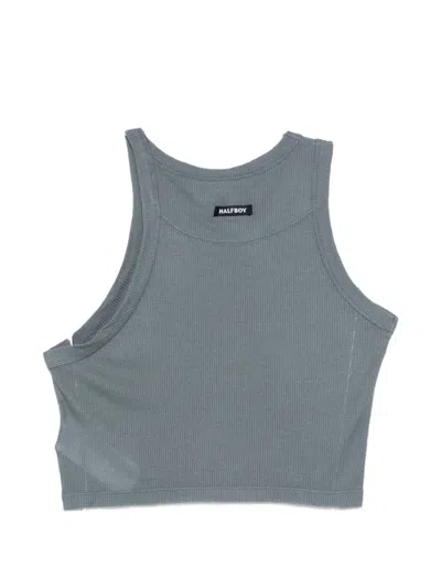 Halfboy Ribbed Top In Gray