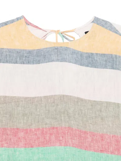 条纹系带领上衣