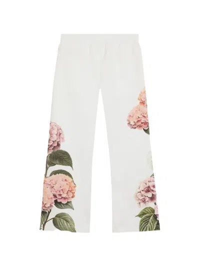 Dolce & Gabbana Hydrangea-print Jersey Trousers With Patch In Multi