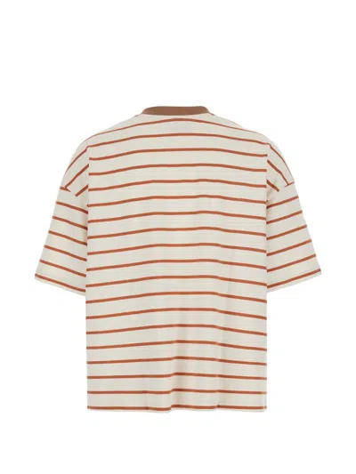Merci Horizontal-stripe T-shirt In Brown