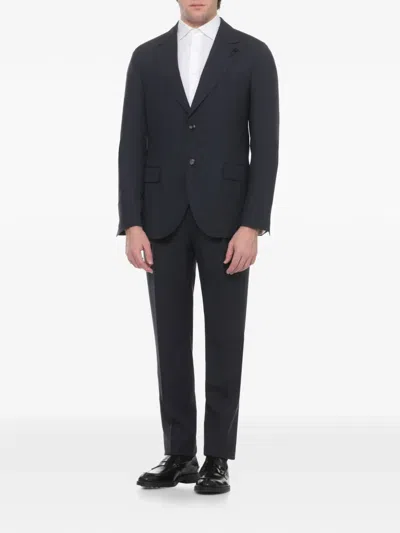 Lardini Wool Suit Notch Lapel Structured Tailoring In Blue
