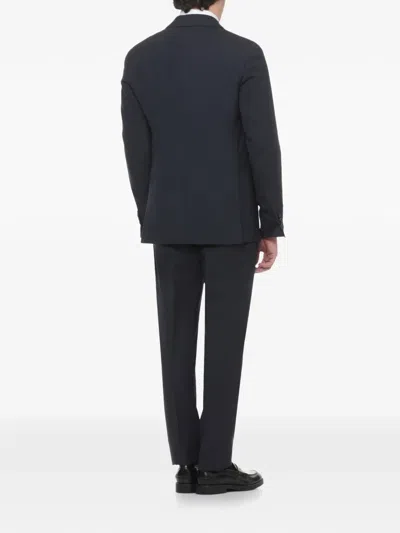 Lardini Wool Suit Notch Lapel Structured Tailoring In Blue