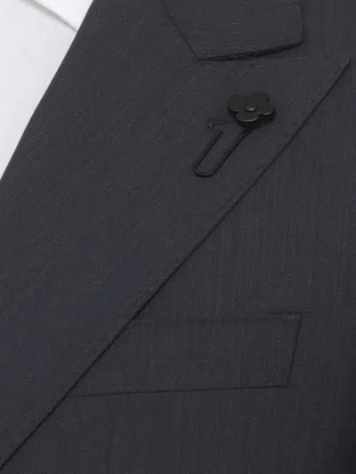 Lardini Wool Suit Notch Lapel Structured Tailoring In Blue