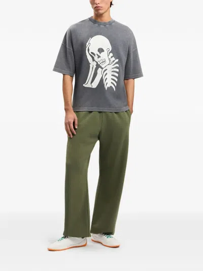 Palm Angels Skull-print Washed T-shirt In Gray