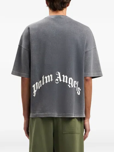 Palm Angels Skull-print Washed T-shirt In Gray