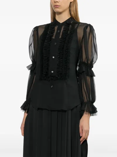 Junya Watanabe 플리츠 미디 스커트 In Black