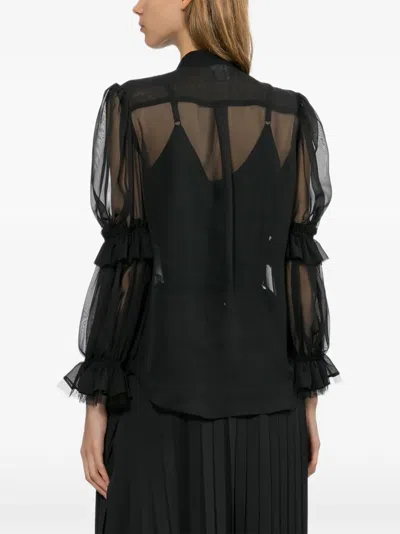 Junya Watanabe 플리츠 미디 스커트 In Black
