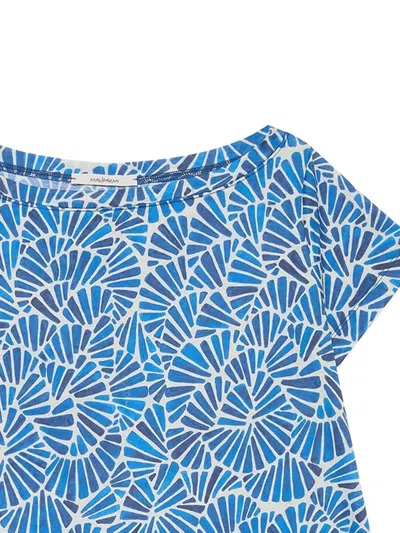 Maliparmi 보트 넥 프린트 티셔츠 In Blue