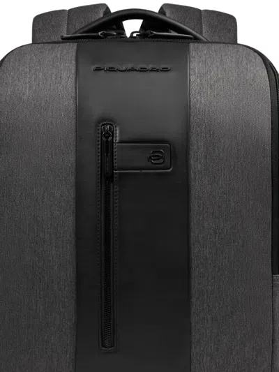 Piquadro Computer 15,6" Leather-panelled Backpack In Black