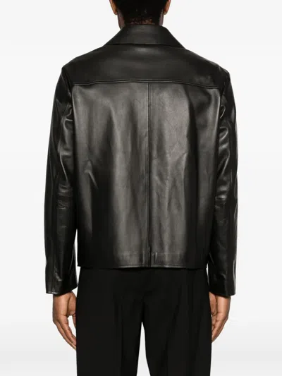 Lardini Leather Flap-pocket Jacket In Black