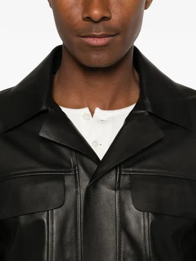 Lardini Leather Flap-pocket Jacket In Black