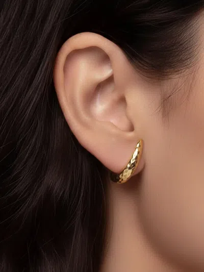 Yoj 아르토 해머드 커프 스터드 이어링 In Orange