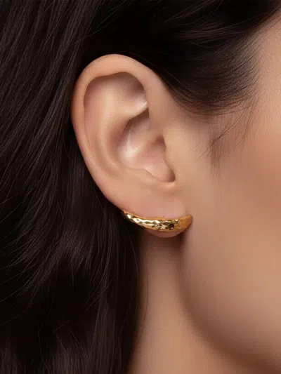 Yoj 아르토 해머드 커프 스터드 이어링 In Orange