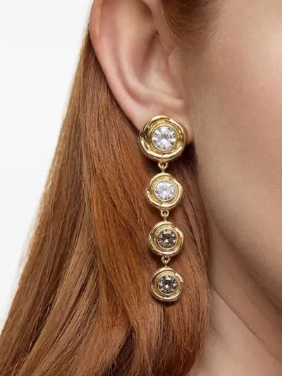 Yoj 카를로 크리스털 드롭 이어링 In Purple