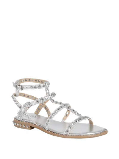 Ash Precious Stud-embellished Cage Sandals In Silver