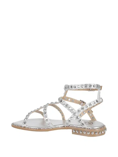 Ash Precious Stud-embellished Cage Sandals In Silver