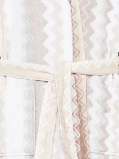 Missoni Zigzag-pattern Dressing Gown In White