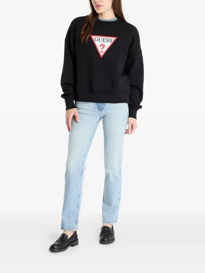 Guess Usa Logo-print Sweatshirt In Black
