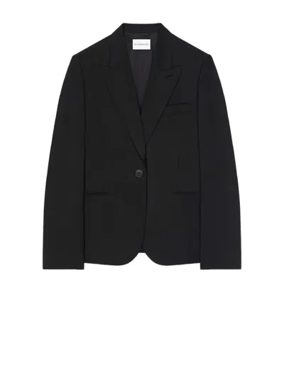 Givenchy Single-breasted Jacket In Wool And Mohair In Black
