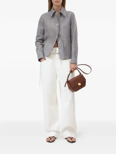 Closed Press-stud Leather Jacket In Blue