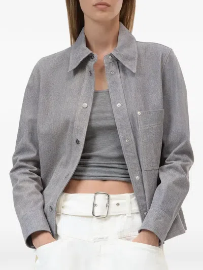 Closed Press-stud Leather Jacket In Blue