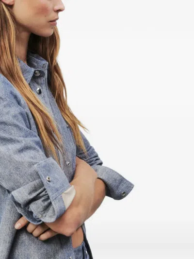 Closed Press-stud Leather Jacket In Blue