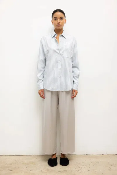 Leset Pre-order: Yoshi Stripe Classic Oversized Button Down In Blue