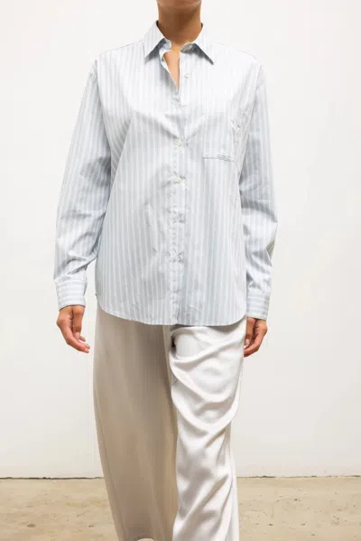 Leset Pre-order: Yoshi Stripe Classic Oversized Button Down In Blue