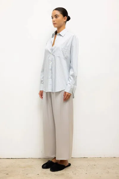 Leset Pre-order: Yoshi Stripe Classic Oversized Button Down In Blue