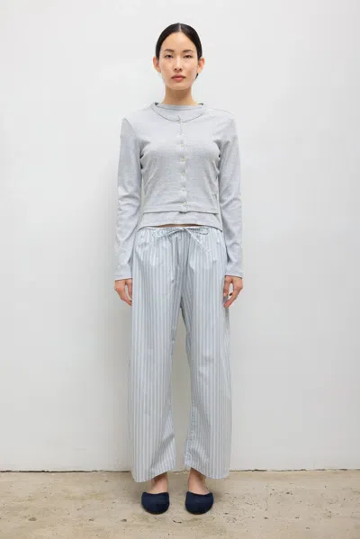 Leset Yoshi Striped Cotton-blend Wide-leg Pants In Blue