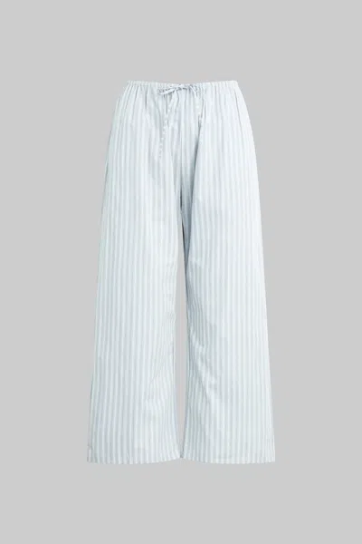 Leset Yoshi Striped Cotton-blend Wide-leg Pants In Blue