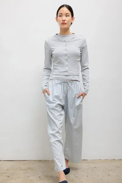 Leset Yoshi Striped Cotton-blend Wide-leg Pants In Blue