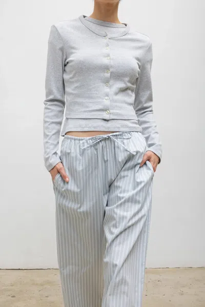 Leset Yoshi Striped Cotton-blend Wide-leg Pants In Blue