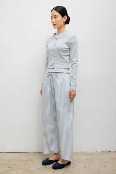 Leset Yoshi Striped Cotton-blend Wide-leg Pants In Blue