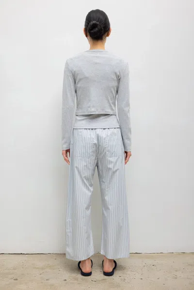 Leset Yoshi Striped Cotton-blend Wide-leg Pants In Blue