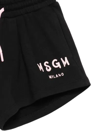 Msgm Logo-print Drawstring Shorts In Black